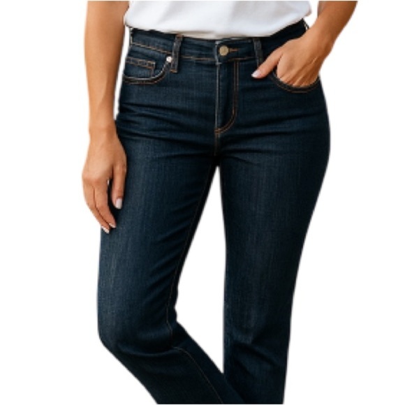 MICHAEL KORS Straight Leg Low Rise Flap Pocket Jeans Blue Dark Wash Denim Size 6 - Picture 1 of 12